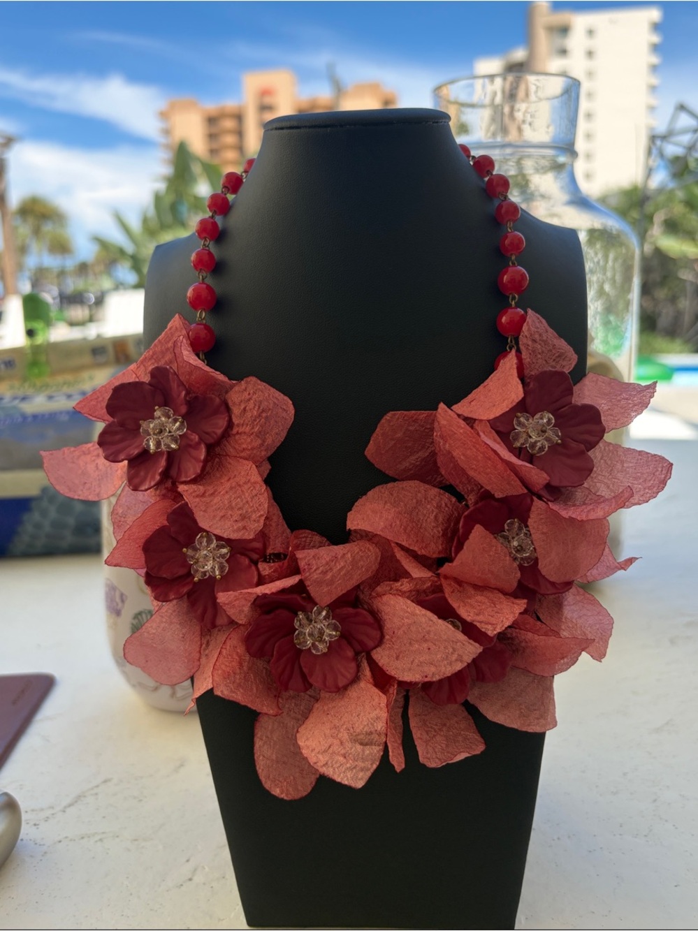 Red Floral Necklace - Women Jewelry